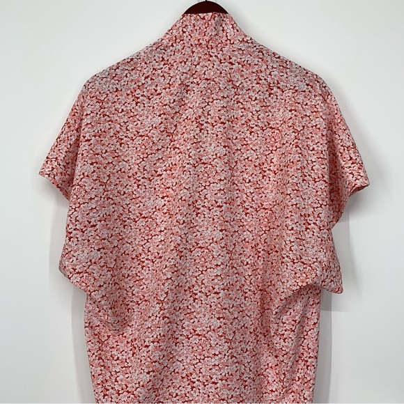 Pink Lily Floral Button Front Kimono Style Belted Oversized Short Sleeve Dress - Picture 10 of 15
